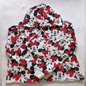 MINNIE MOUSE SWEATSHIRT HOODIE SIZE XL WHITE, BLACK AND RED COLOR EUC